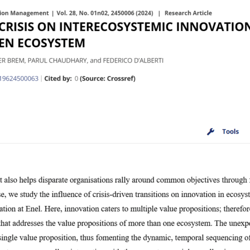 The Impact Of Crisis On Interecosystemic Innovation: Dynamics Of Enel’s Hydrogen Ecosystem
