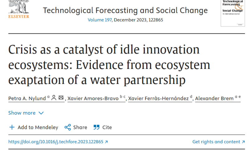 Crisis as a catalyst of idle innovation ecosystems: Evidence from ecosystem exaptation of a water partnership