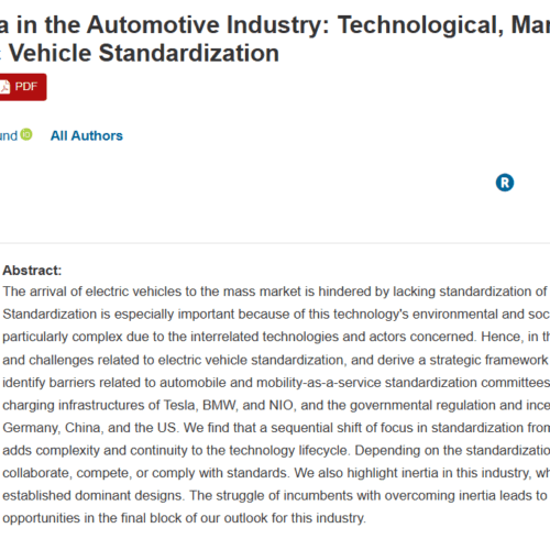 Incumbents Inertia in the Automotive Industry: Technological, Market, and Societal Drivers of Electric Vehicle Standardization