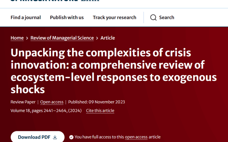 Unpacking the complexities of crisis innovation: a comprehensive review of ecosystem-level responses to exogenous shocks